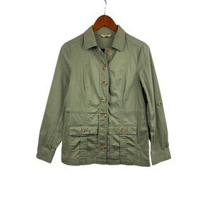 Womens Vintage Motto Olive Green Utility Jacket XS
